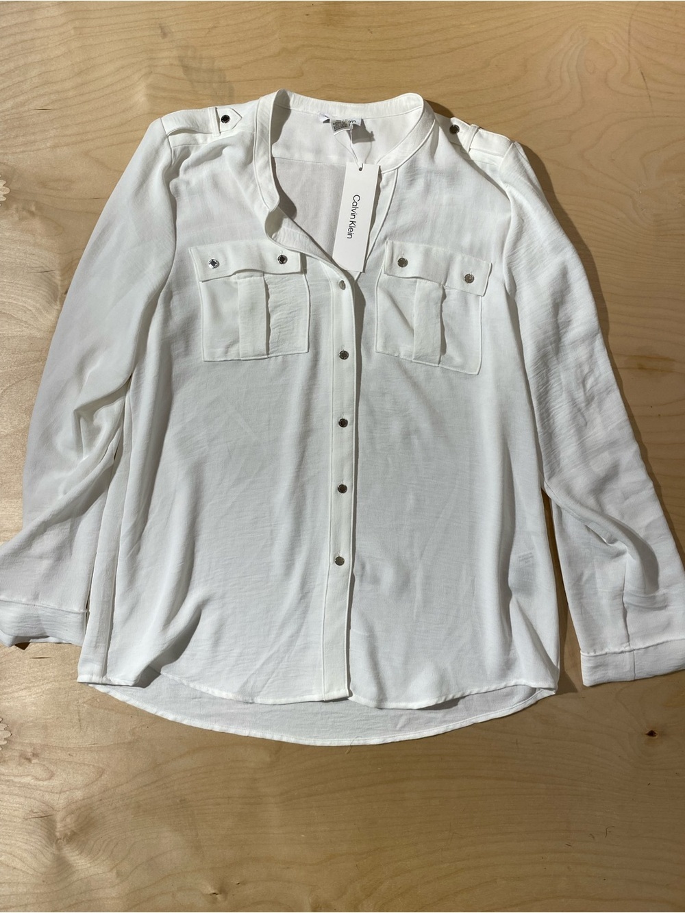 Calvin Klein White Button Front Shirt Large (RZ)